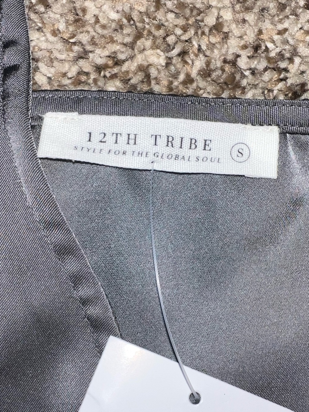 12th Tribe Silver Gray Satin Camisole Tank Top NWT Small - Picture 2 of 3